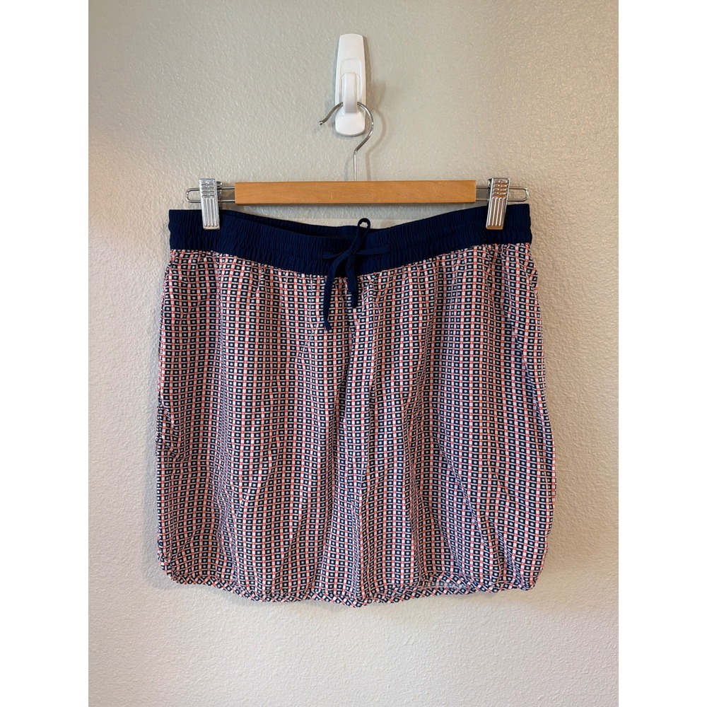 Gap Mini Skirt Women Sm Navy‎ Blue Coral Geometric Tile Print Viscose Pockets